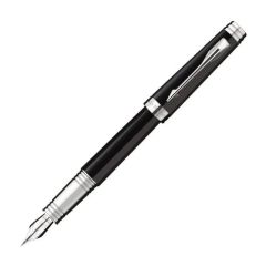 Parker 8093211 Premier Lacquer Fountain Pen - Silver Trim - Black