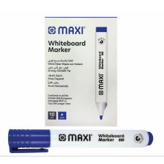 Maxi MX-600B10 Whiteboard Marker - 2mm  Bullet Tip - Blue (Pack of 10)