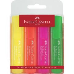 Faber Castell Textliner 1546-04 Super-Fluorescent Highlighter - Assorted (Pack of 4)