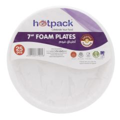 Hotpack 7" Foam Plate - White (Pack of 25)