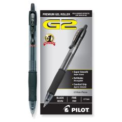 Pilot G2 Premium Gel-Ink Roller Ball Pen - 0.7mm - Black (Pack of 12)
