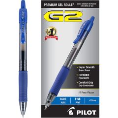 Pilot G2 Premium Gel-Ink Roller Ball Pen - 0.7mm - Blue (Pack of 12)