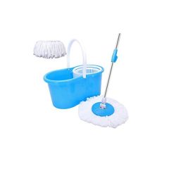 AKC MB22 360 Degree Spin Mop Bucket System with Wringer & 2 Mop Heads - Blue