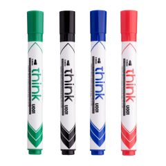 Deli U001 Bullet Tip Dry Erase Marker - 2mm Bullet Tip - Assorted Color (Pack of 4)