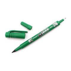 Pilot SCA-TM Twin Marker - Fine & Extra File Tip - Green (Pack of 12)