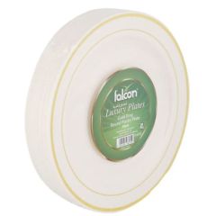 Falcon TPLPL072 Golden Ring Round Luxury Plastic Plate -  19cm - White (Pack of 216)