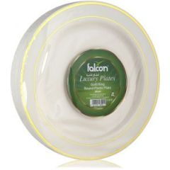 Falcon TPLPL070 Golden Ring Round Luxury Plastic Plate - 26cm - White (Pack of 216)