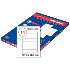 FIS FSLA14-3-100 Multi-Purpose White 101.6 x 38.1mm Labels - A4 (14 Stickers x 100 Sheets)