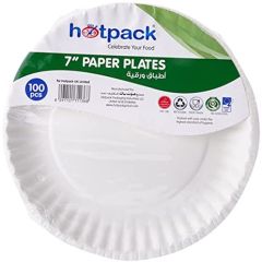 Hotpack  7" Paper Plate - White (Pack of 100)