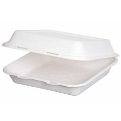BioWare BW-CS1008 Bagasse  8" x 8" Clamshell Container - White (Pack of 200)