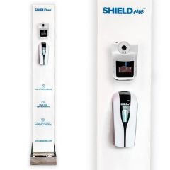 ShieldMe Free Stand Dispenser Tower - IR Thermometer + Dispenser + 5 Liter Disinfectant