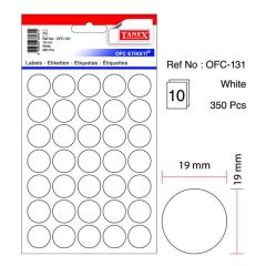 Tanex OFC-131 Office Labels - 19mm(D) - White - 35 Labels x 10 Sheets