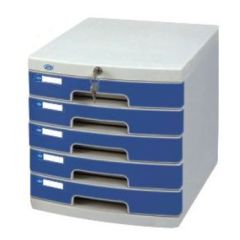 FIS FSOTUS-26K Plastic File Cabinet with Key with 5 Drawers - Grey