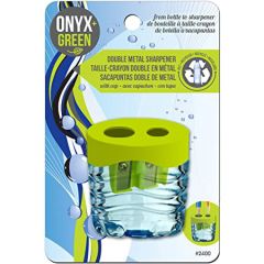 Onyx + Green 2400 Recycled PET Double Hole  Metal Sharpener (Pack of 12)