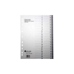 Atlas AS-F-29452 Plastic Tab Divider with Number - 52 Tabs - A4 - Grey (Pack of 10)