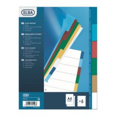 Elba 100205079 Color Divider - A4 - 6 Color Tabs