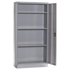 Rexel 101SW Full Height Office Cupboard with 3 Adjustable Shelves - 2 Doors - Grey