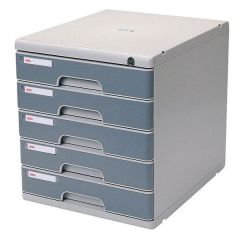 Deli 9755 Desktop File Cabinet with 5 Drawers - Grey