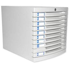FIS FSOTUS-28K Plastic File Cabinet With 10 Drawers - Key Lock