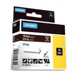 Dymo 1805418 Rhino Vinyl Tape - 19mm x 5.5m - White on Brown 