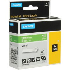 Dymo 1805420 Rhino Vinyl Tape - 19mm x 5.5m - White on Green