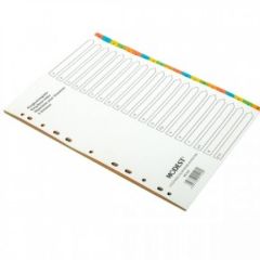 Modest MS 412 Color Tab Plastic Divider - A4 - A-Z Color Tabs (Pack of 15)