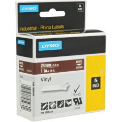 Dymo 1805424 Rhino Vinyl Tape - 24mm x 5.5m - White on Brown