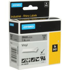 Dymo 1805425 Rhino Vinyl Tape - 24mm x 5.5m - Black on Grey
