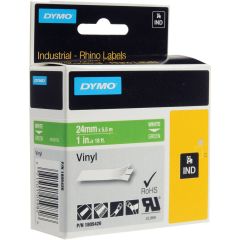 Dymo 1805426 Rhino Vinyl Tape - 24mm x 5.5m - White on Green