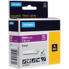 Dymo 1805428 Rhino Vinyl Tape - 24mm x 5.5m - White on Purple