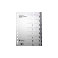 Atlas AS-F-29452 Plastic Tab Divider With Number - A4 - 52 Grey Tabs