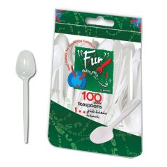 Fun  5" Plastic Teaspoon - White (Pack of 100)