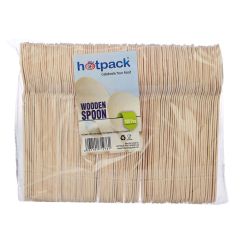 Hotpack Disposable Wooden Spoon - 100 Pieces x (Pack of 20)