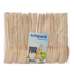 Hotpack Disposable Wooden Fork - 100 Pieces x (Pack of 20)