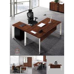MAZ MF02 L-Shape Desk - Melamine Wenge - 1600/800(W) x 800/600(D) x 750(H)mm