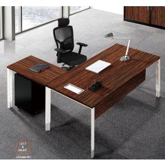 MAZ MF02 L-Shape Desk - Melamine Wenge - 1800/800(W) x 900/600(D) x 750(H)mm