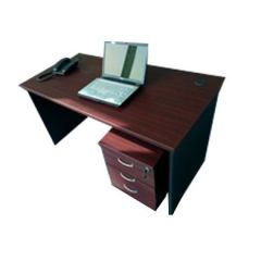 MAZ MF 027 Single Desk - Mahogany with Black - 160 x 70 x 75cm