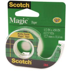 3M Scotch 104 Magic Tape with Dispenser - 1/2" x 450"