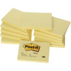 3M 657 Yellow Post-it Notes - 3" x 4"- 100 Sheets x 12 Pads / Pack