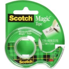 3M 104 Scotch Magic Tape with Plastic Dispenser - 1/2" x 450" (Pack of 12)