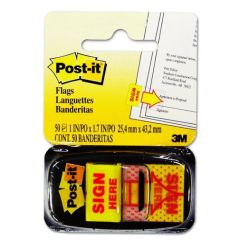 3M 680-9 Post It "Sign Here" Tape Flags - 1" x 1.73" - 50 Flags x Pack of 10