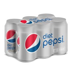 Pepsi Diet Carbonated Soft Drink - 355ml x (Pack of 6)