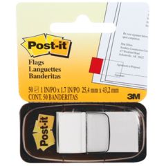 3M 680-6 White Post-it Flags - 1" x 1.7" - 50 Flags/Pad x Pack of 10