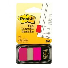 3M 680-21 Bright Pink Post-it Flags - 1" x 1.7" - 50 Flags/Pad x Pack of 10