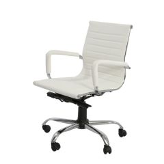 MAZ MF 05024 Medium Back Chair - White In Leather