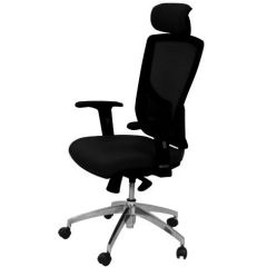 MAZ MF 05029 High Back Executive Chair - Mesh Back - Black In Leather 