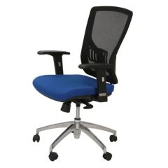 MAZ MF 05030 Medium Back Chair - Mesh Back - Blue In Leather