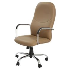 MAZ MF 02583 High Back Chair - Beige In Leather