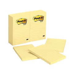 3M 660 Post-it Ruled Large Format Yellow Notes - 4" x 6" -100 Sheets x 12 Pads / Pack 
