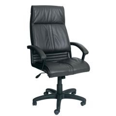 MAZ MF 3001 High Back Chair - Black In Leather